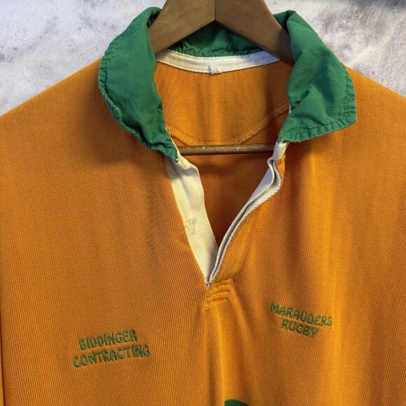 Vintage Marauders Rugby Jersey Shirt Mens Large 23x31 Orange - Picture 3 of 14